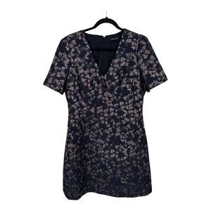 Club Monaco Dress brocade minidress blue multi size Large L DEFECT